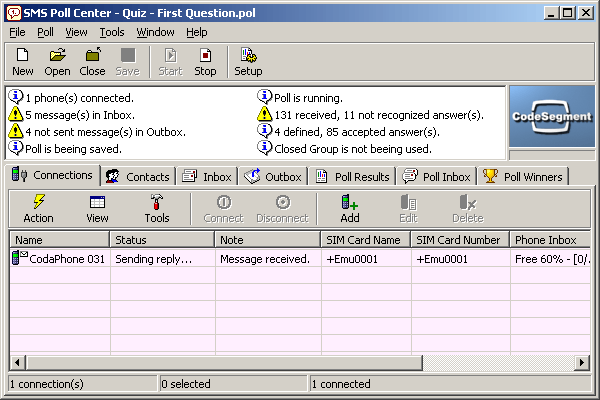 SMS Poll Center Demo Screenshot